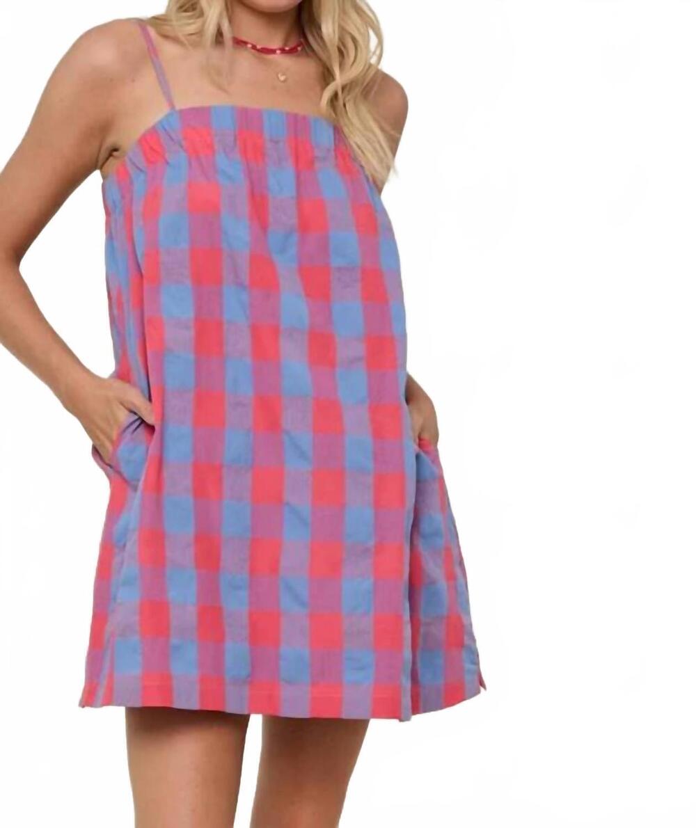 NEW WISHLIST flirty check mini dress in blue